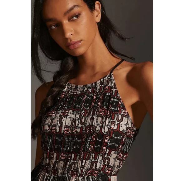 Anthropologie Bhanuni by Jyoti Tiered Maxi Dress in Black Print Size 2 - Picture 2 of 16